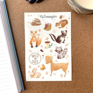 Woodland Fauna Sticker Sheet BuJo Stickers Planner Stickers Scrapbook Stickers Bullet Journal Stickers image 1