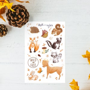 Woodland Fauna Sticker Sheet BuJo Stickers Planner Stickers Scrapbook Stickers Bullet Journal Stickers image 3