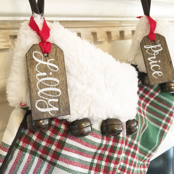 Personalized Christmas Stocking Hand Lettered Name Tags