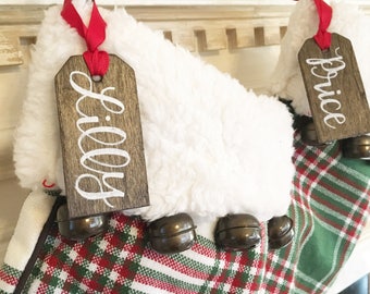 Christmas Stocking Hand lettered Name Tags - Personalized