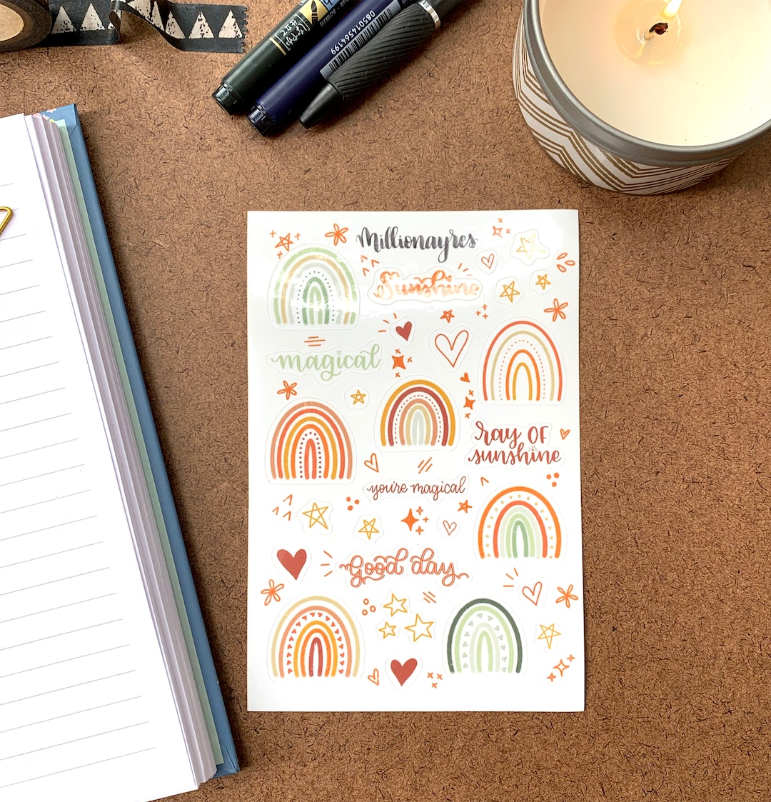 Rainbow Sticker Sheet Bujo Stickers Planner Stickers Scrapbook Stickers ...