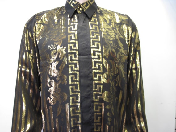 Vintage 90's Baroque style Shirt Silk Greek - Eur… - image 4