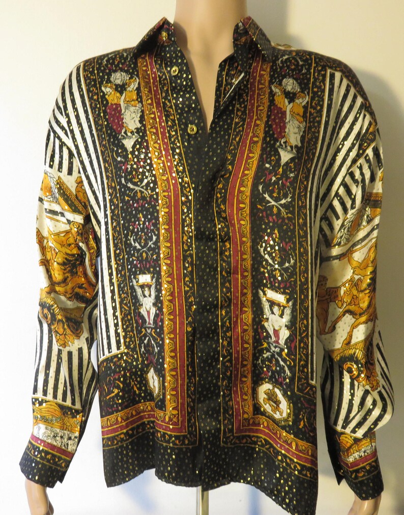 Baroque Greek Mens Style Silk Shirt Size Mens Small - Etsy