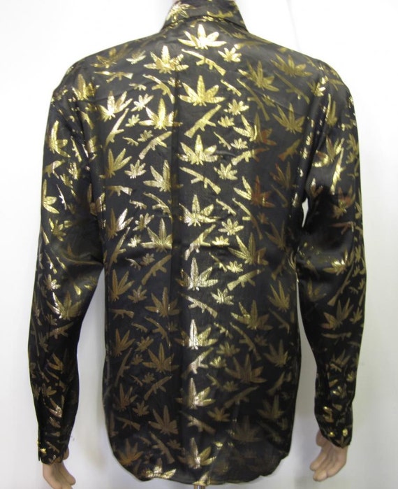 Vintage 1990's Baroque style Shirt Silk Marijuana… - image 2