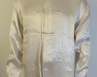 Vestido vintage de los años 90, de seda multicolor, con lunares dorados y blancos, estilo barroco, inspirado en el estilo europeo, tallas para hombre L y XL.