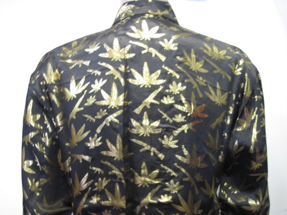 Vintage 1990's Baroque style Shirt Silk Marijuana… - image 3