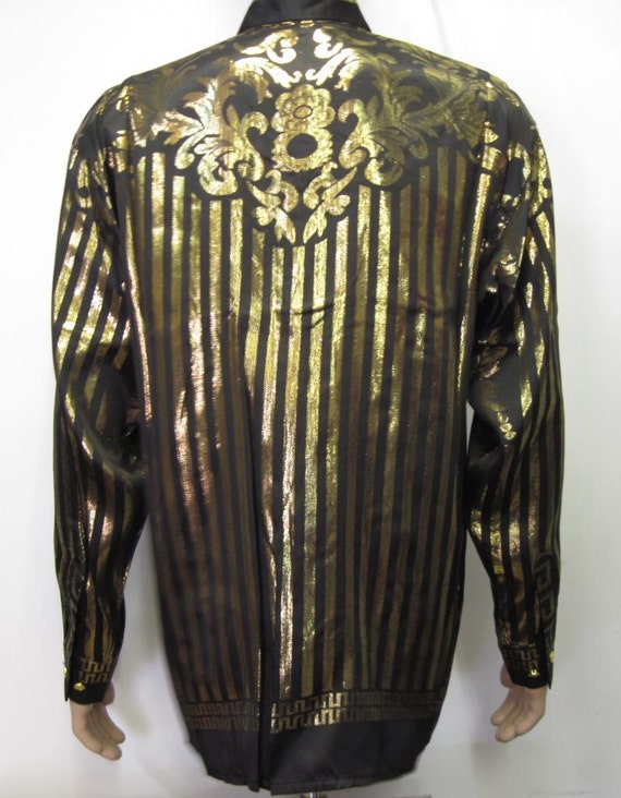 Vintage 90's Baroque style Shirt Silk Greek - Eur… - image 2