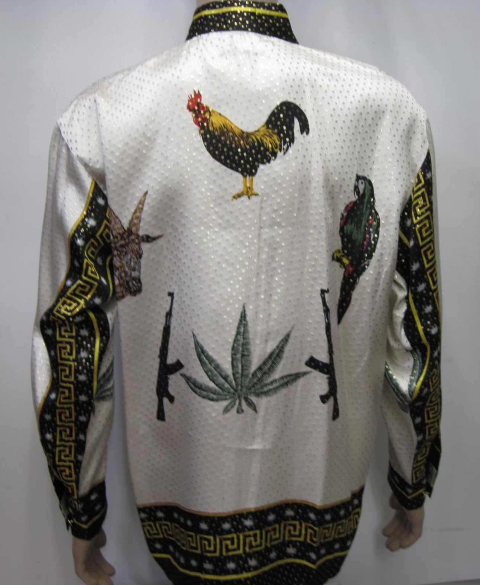Vintage 1990s My 3 Animals Silk Shirt Multicolored ,100% Metallic Silk ...