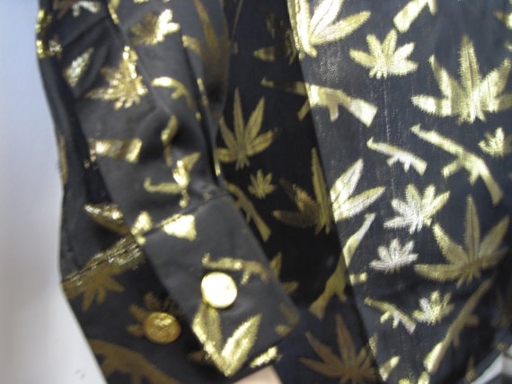 Vintage 1990's Baroque style Shirt Silk Marijuana… - image 5