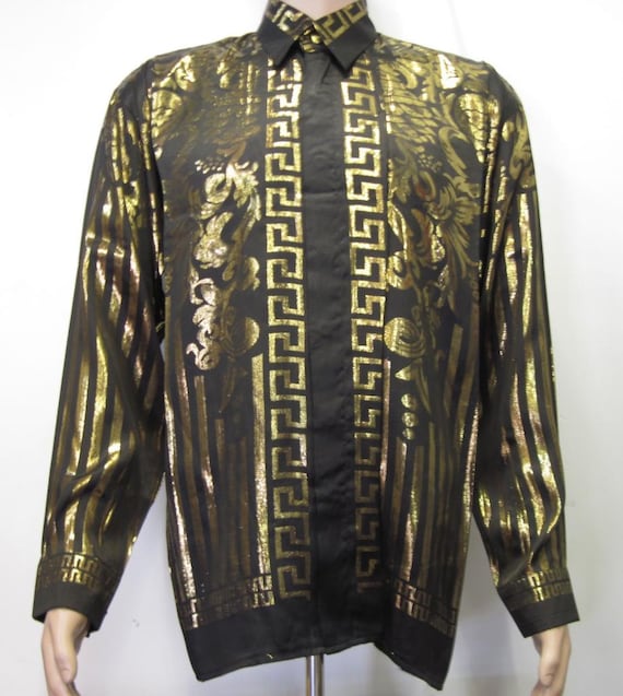 Vintage 90's Baroque style Shirt Silk Greek - Eur… - image 1