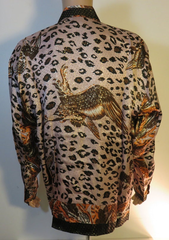 Vintage 90's Flying Eagle Silk Shirt Multicolored ,100% Silk ,Baroque style dress, European inspired,Mens size XL