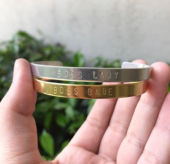 Boss Lady Boss Babe Handstamped Cuff Bracelets