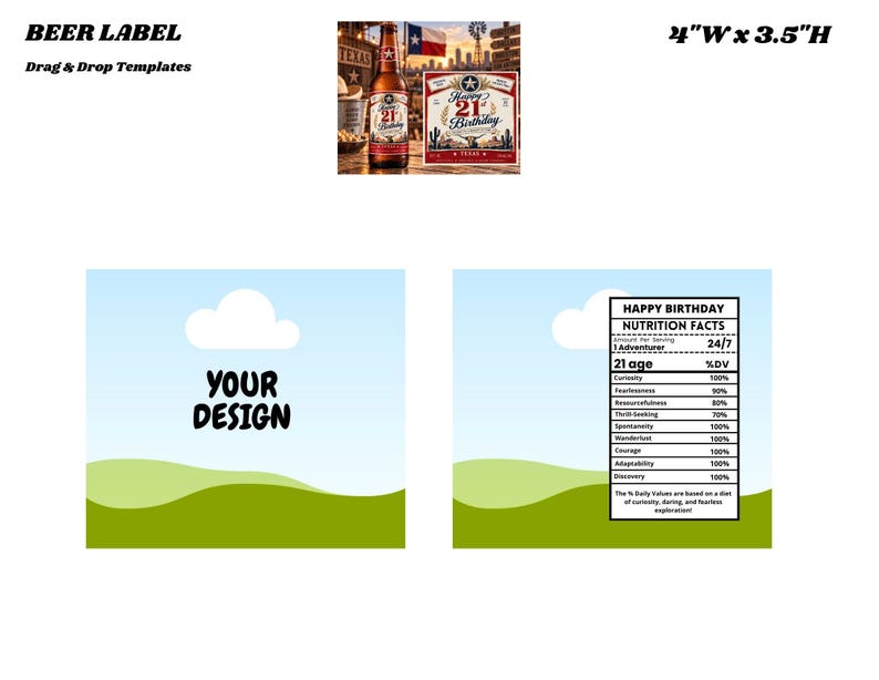 Property Label Sample Beer Bottle, Template File, Label Template, Canva Template, Canva ...