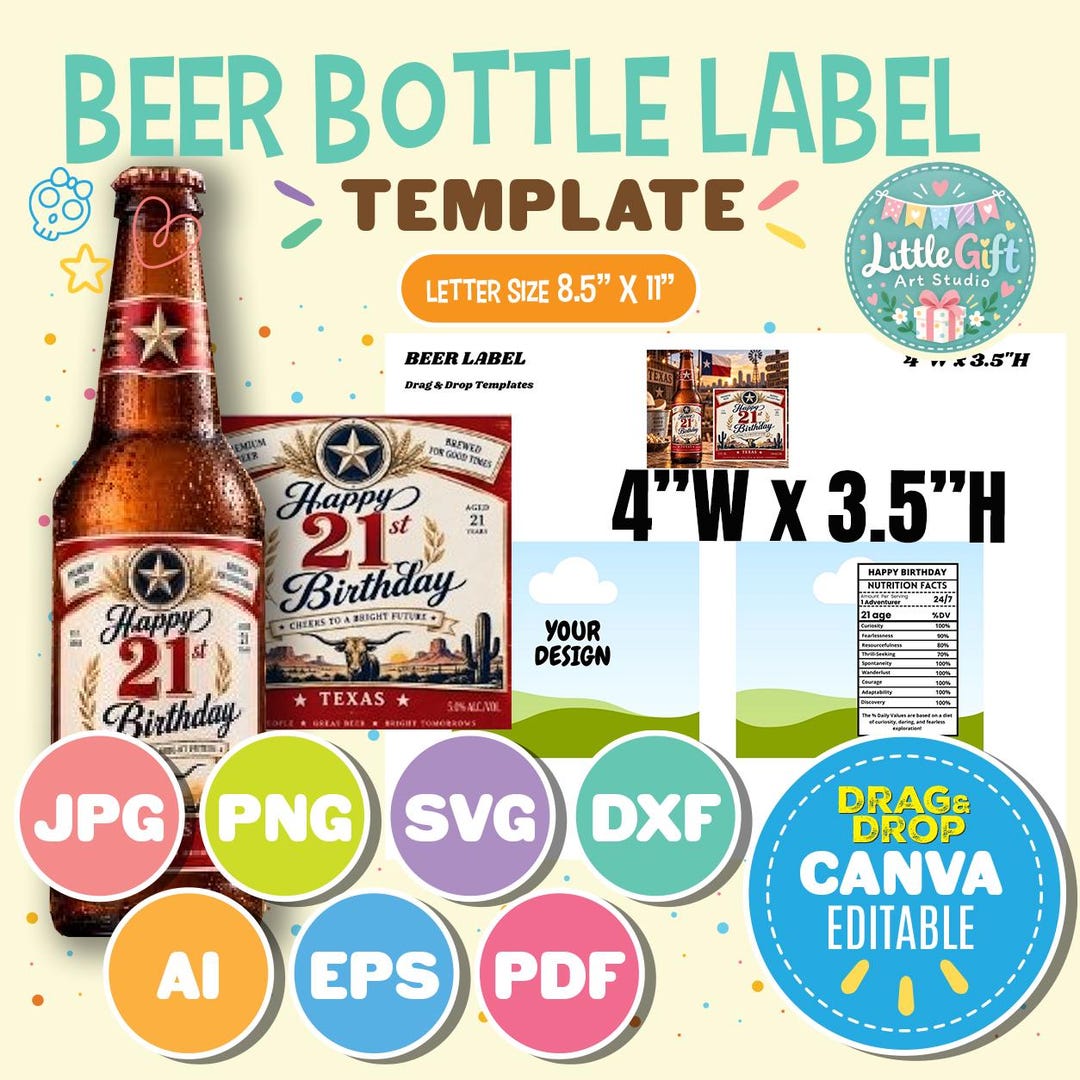 Property Label Sample Beer Bottle, Template File, Label Template, Canva Template, Canva ...
