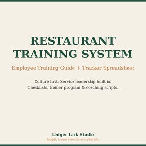 Restaurant Employee Training System | Training Guide, Role Checklists, Train-the-Trainer Program + Tracker Spreadsheet