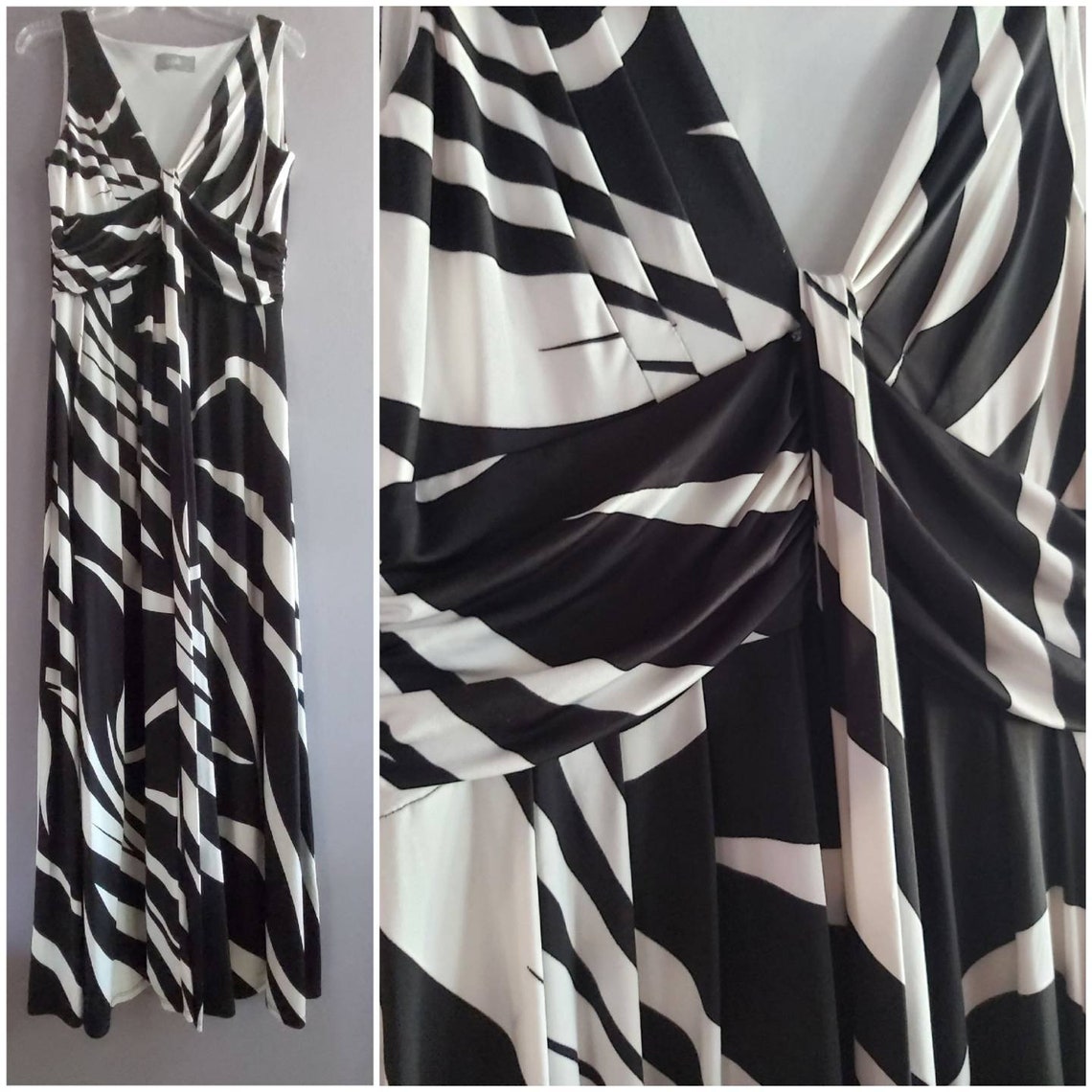 Wallis Brand Black and White Maxi Dress Sleeveless Y2K Made - Etsy