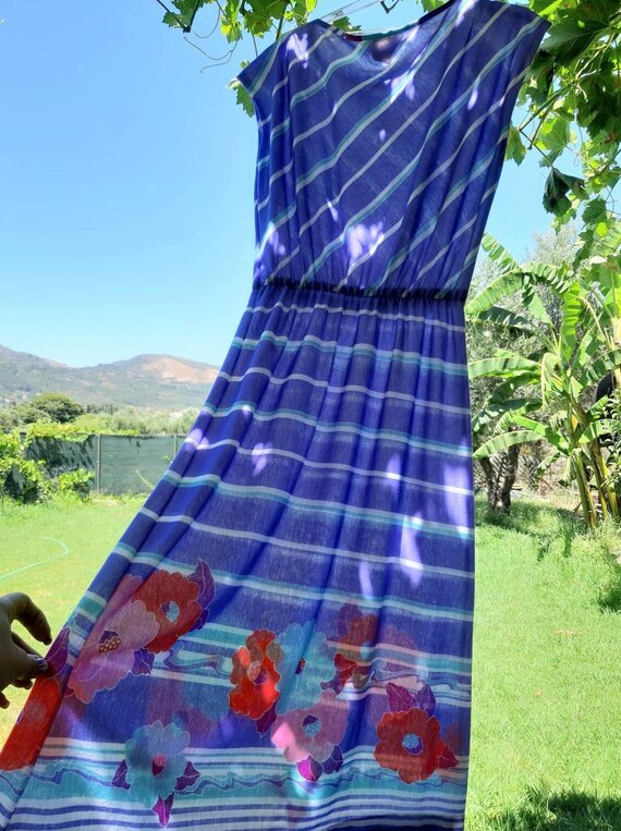 80's Day Dress Lavender Striped Spring 