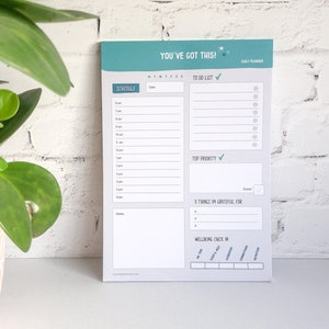 Daily Planner Notepad, A5 Planner with Wellbeing & Gratitude Tracker, Everyday Planner, Schedule Pad, A5 Notes, Wellness Planner, List Pad image 1