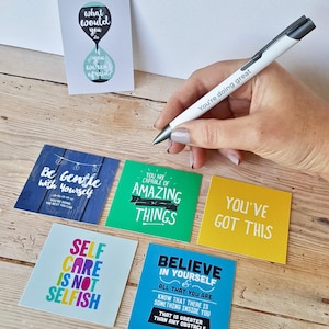 Supportive Quote Cards & Engraved Soft Touch Pen Set - Encouraging Mini Cards (8 Quotes) with "You're Doing Great" Pen - Designed in Ireland