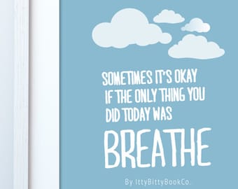 Relaxation Poster, Breathe, Mental Health Gift, Positive Affirmation, Meditation, Self Love, Cloud Print, Sympathy Gift, Yoga Studio Poster.