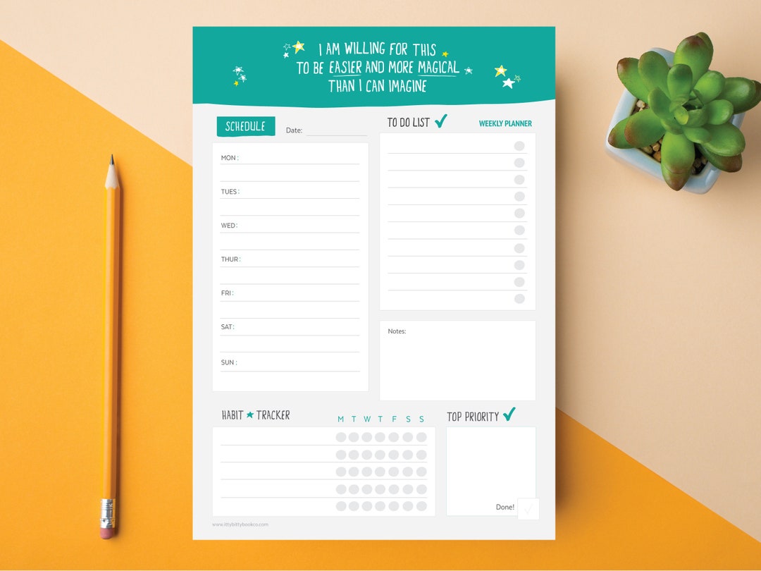 A5 Weekly Planner Notepad: With 7 Day Habit Tracker, To-do List, Notes ...