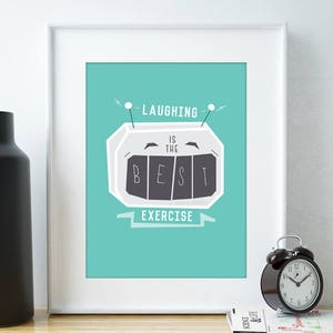 Robot Print - Laughing is the Best Exercise, Fun Wall Art image 1