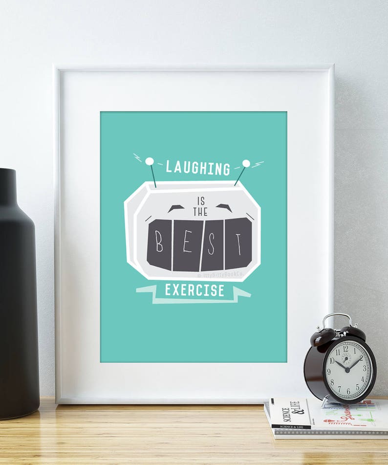 Robot Print - Laughing is the Best Exercise, Fun Wall Art image 1