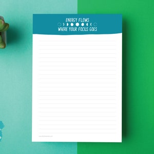 Energy Flows, A5 Notepad, Notes, Writing Pad, Lined Notepad, Stationery Pad, Note Pads, Compostable Notepad, Recycled Notepad