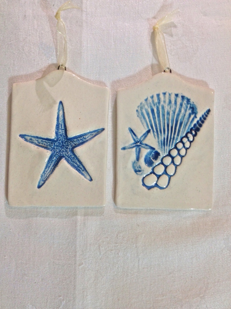 Ceramic Coastal Living Decor, Nautical Wall Tile, Sealife Wall Decor, Seashell Wall Decor