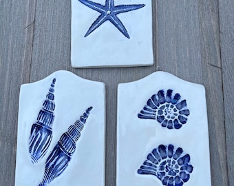 Azulejos de cerámica para pared con motivos marinos: decoración costera, arte con estrellas de mar y conchas marinas