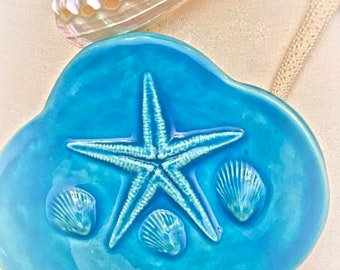 Ceramic Seashell Dish, Sealife Ring Dish, Coastal Living Soapdish, Beach Decor, Oceanlife Tray, Seashell Decor, beach Jewelry tray