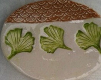 Ginkgo Leaf Soap Dish, Draining Soap Dish, OOAK Soap Dish, Ginkgo Home Decor, nature Home Decor, Ceramic Ginkgo Soap Dish, Ginkgo Zen Dish