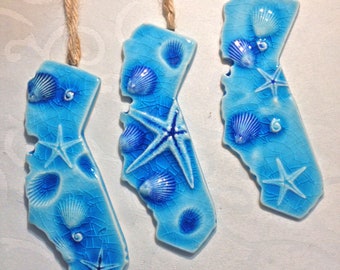 Coastal California Ornament in turquoise