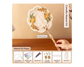 Kit de abanico de seda DIY Tuanshan, bordado chino, abanico redondo hecho a mano, conjunto de materiales, estilo antiguo, regalo de artesanía nupcial