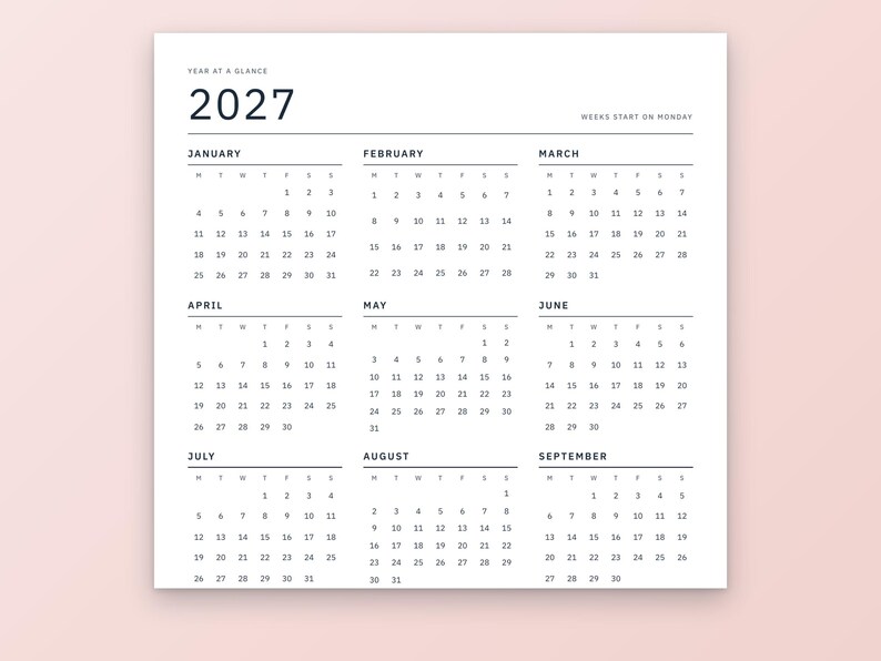 Calendrier 2027 à imprimer et agenda 2027, pages mensuelles, hebdomadaires et journalières, suivi des habitudes, objectifs, formats Lettre et A4, anglais et espagnol image 4