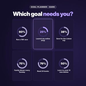 Goal Planner Vision Board Dark Mode main photo