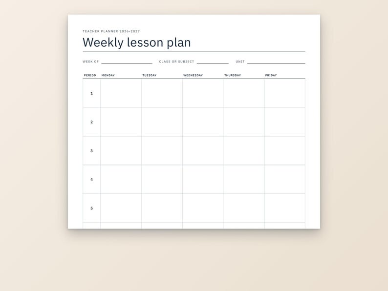 Teacher Planner 2026-2027 Printable, Lesson Plan, Gradebook, Class Roster, Seating Chart, Substitute Info, Monthly Calendars, Letter and A4 image 2