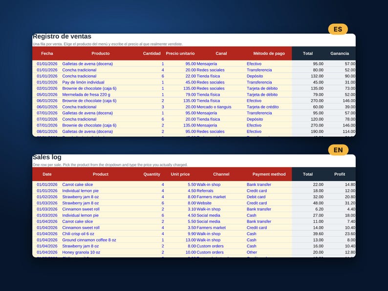 Verkooptracker-spreadsheet, sjabloon voor Excel en Google Sheets, dagelijks verkooplogboek, dashboard voor kleine bedrijven, digitale download afbeelding 6