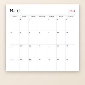 Calendrier 2027 à imprimer et agenda 2027, pages mensuelles, hebdomadaires et journalières, suivi des habitudes, objectifs, formats Lettre et A4, anglais et espagnol image 2
