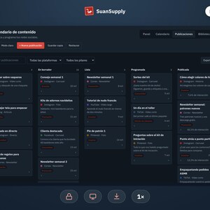Calendario de contenido en modo oscuro, para Excel y Google Sheets | Planificador de redes, hashtags y resultados imagen 9