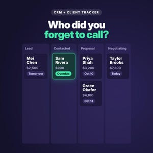 CRM Software & Client Tracker | Sales Pipeline, Lead Tracker, Follow Up Tracker