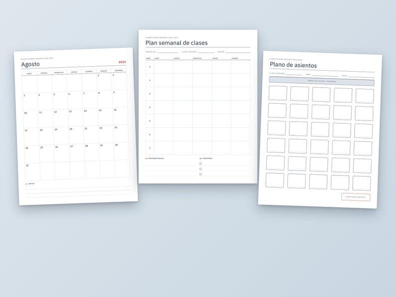 Teacher Planner 2026-2027 Printable, Lesson Plan, Gradebook, Class Roster, Seating Chart, Substitute Info, Monthly Calendars, Letter and A4 image 6
