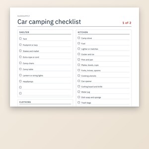 Camping Checklist Printable, Camping Packing List PDF, Car Camping and Backpacking, Meal Planner, Trip Planner, Letter and A4 image 2