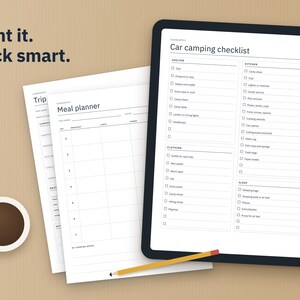 Camping Checklist Printable, Camping Packing List PDF, Car Camping and Backpacking, Meal Planner, Trip Planner, Letter and A4 image 5