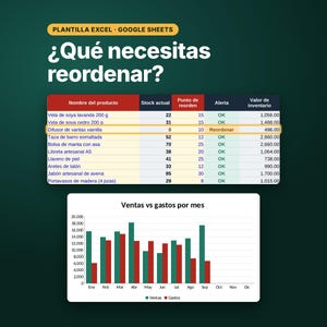 Bestands- und Kostenverfolgungs-Tabelle, Vorlage für Excel und Google Sheets, Lagerverwaltung, Buchhaltung für Kleinunternehmen, Digitaler Download Bild 1