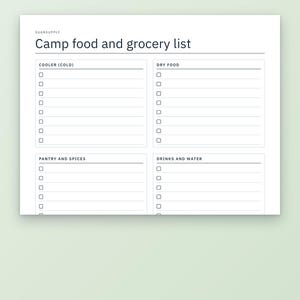 Camping Checklist Printable, Camping Packing List PDF, Car Camping and Backpacking, Meal Planner, Trip Planner, Letter and A4 image 4