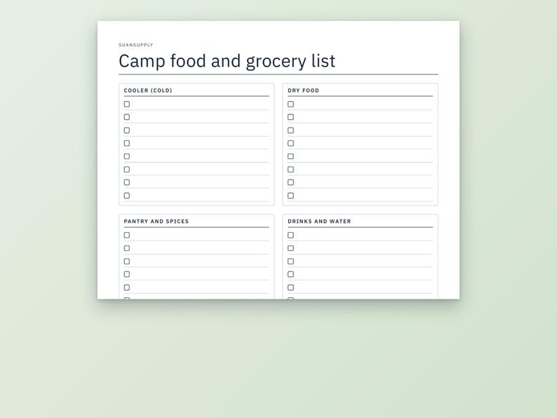 Camping Checklist Printable, Camping Packing List PDF, Car Camping and Backpacking, Meal Planner, Trip Planner, Letter and A4 image 4
