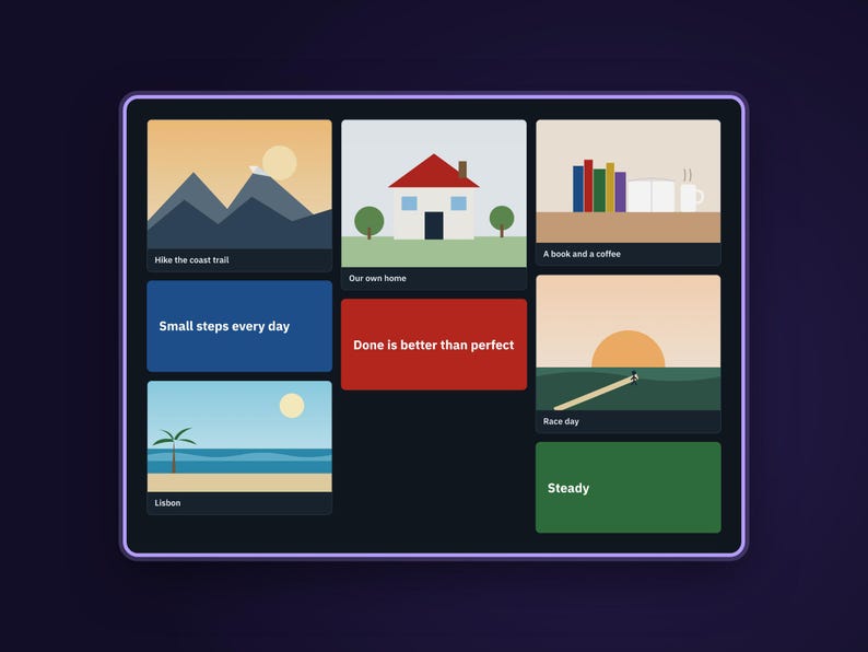 Dark Mode Goal Planner 2027 close-up of the tool