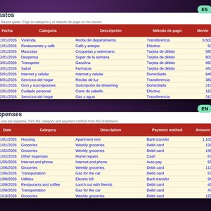 Plantilla Excel Presupuesto Personal, Control de Gastos e Ingresos Mensual, Metas de Ahorro, Plan para Salir de Deudas, Google Sheets imagen 6