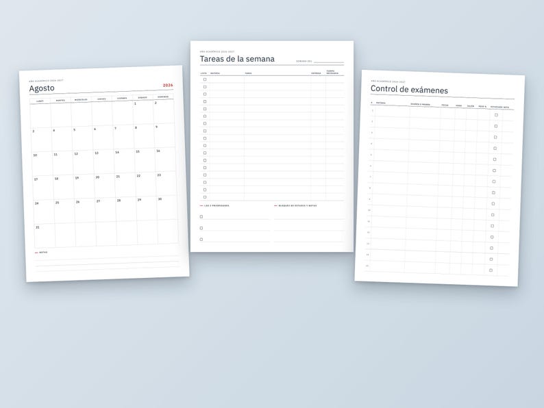 Academische kalender 2026-2027 (printbaar), maandkalender augustus tot en met juli, semesterplanner, opdrachtenplanner, examenplanner, brief- en A4-formaat afbeelding 6